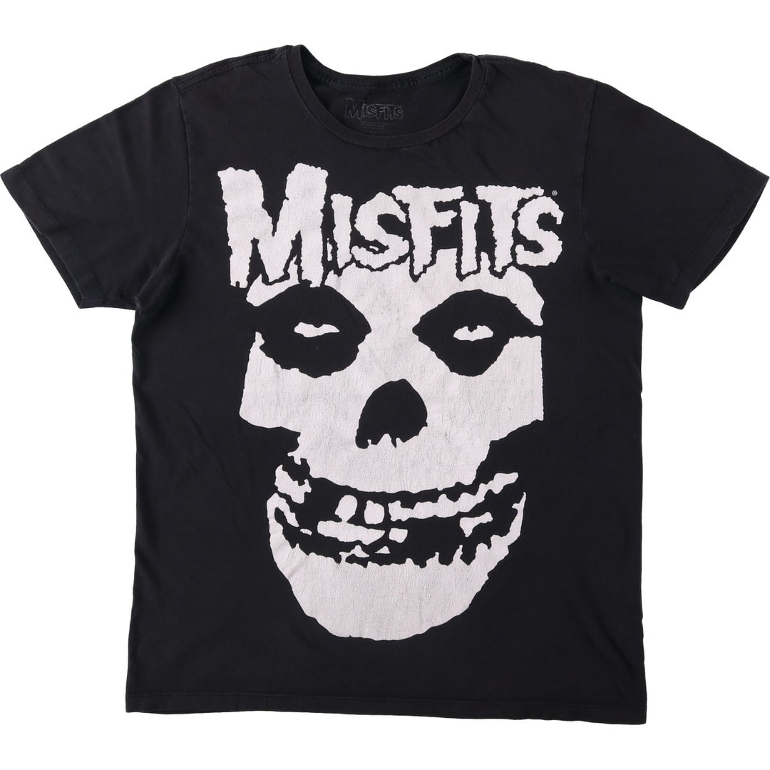 MISFITS Skull Pattern Band T-shirt, Men's L size cotton black type Vintage Second Hand