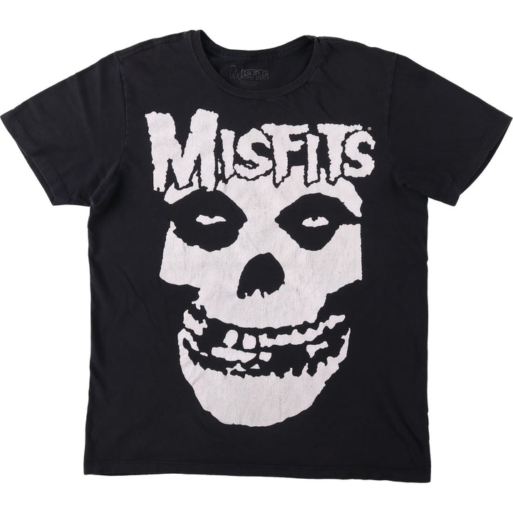 MISFITS Skull Pattern Band T-shirt, Men's L size cotton black type Vintage Second Hand