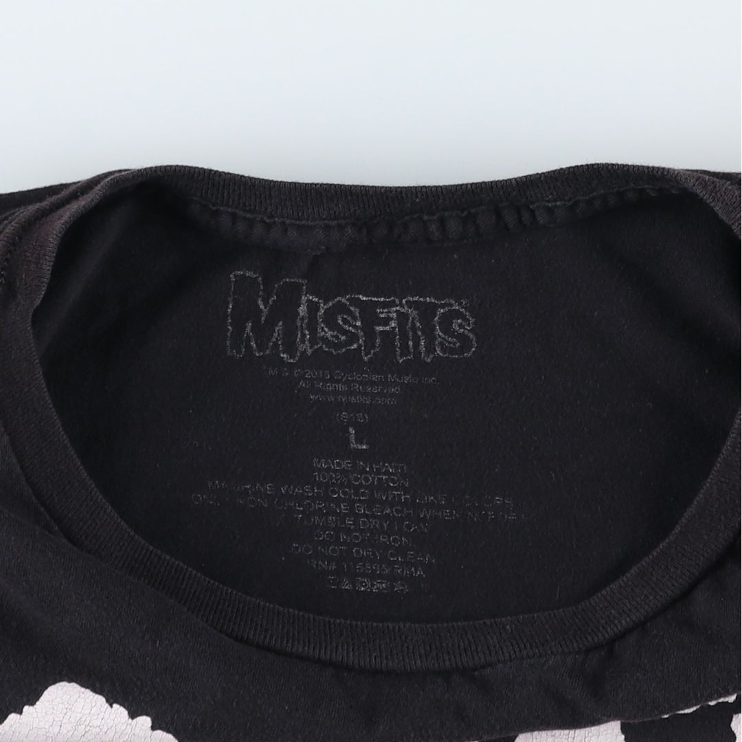 MISFITS Skull Pattern Band T-shirt, Men's L size cotton black type Vintage Second Hand