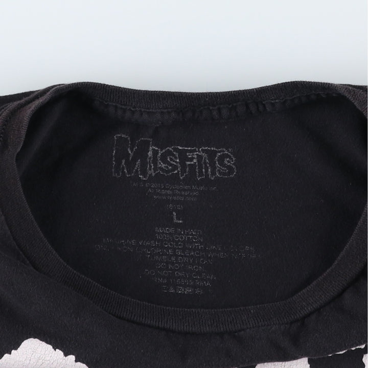 MISFITS Skull Pattern Band T-shirt, Men's L size cotton black type Vintage Second Hand