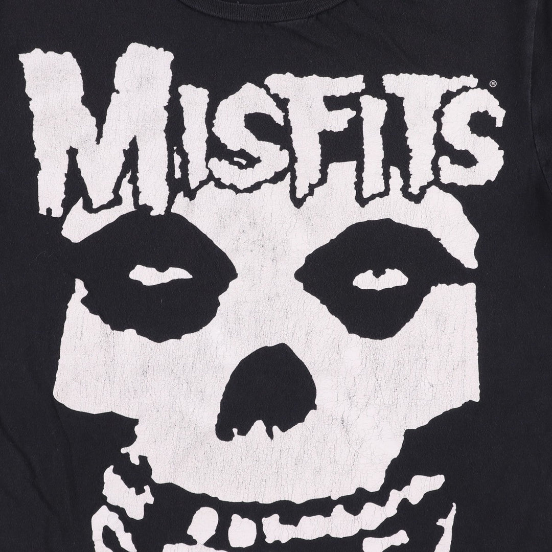 MISFITS Skull Pattern Band T-shirt, Men's L size cotton black type Vintage Second Hand