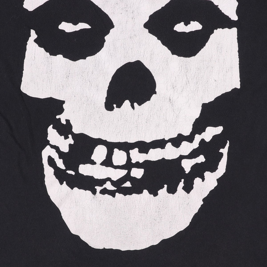 MISFITS Skull Pattern Band T-shirt, Men's L size cotton black type Vintage Second Hand