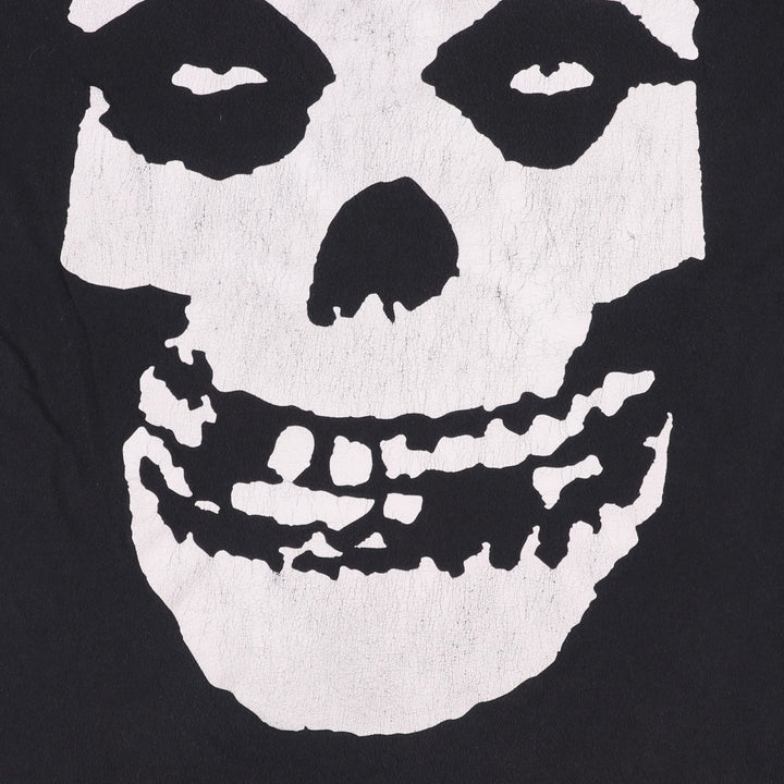 MISFITS Skull Pattern Band T-shirt, Men's L size cotton black type Vintage Second Hand