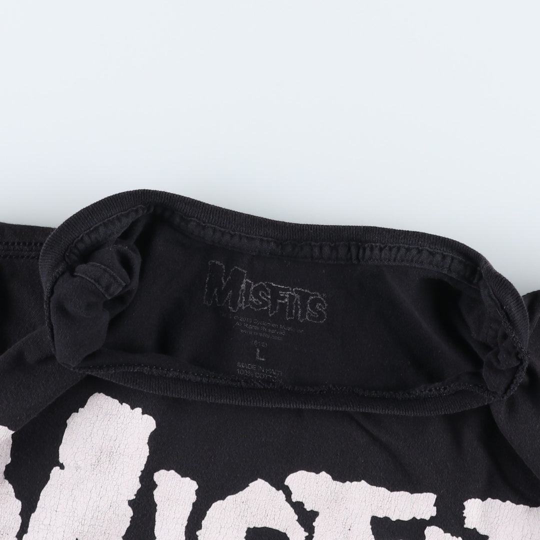 MISFITS Skull Pattern Band T-shirt, Men's L size cotton black type Vintage Second Hand