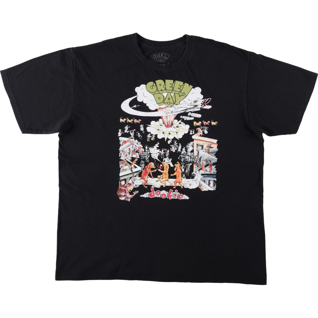 GREEN DAY Green Day Band T-shirt Band T Men's XL size cotton black type Vintage Second Hand