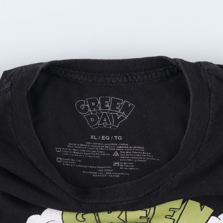 GREEN DAY Green Day Band T-shirt Band T Men's XL size cotton black type Vintage Second Hand