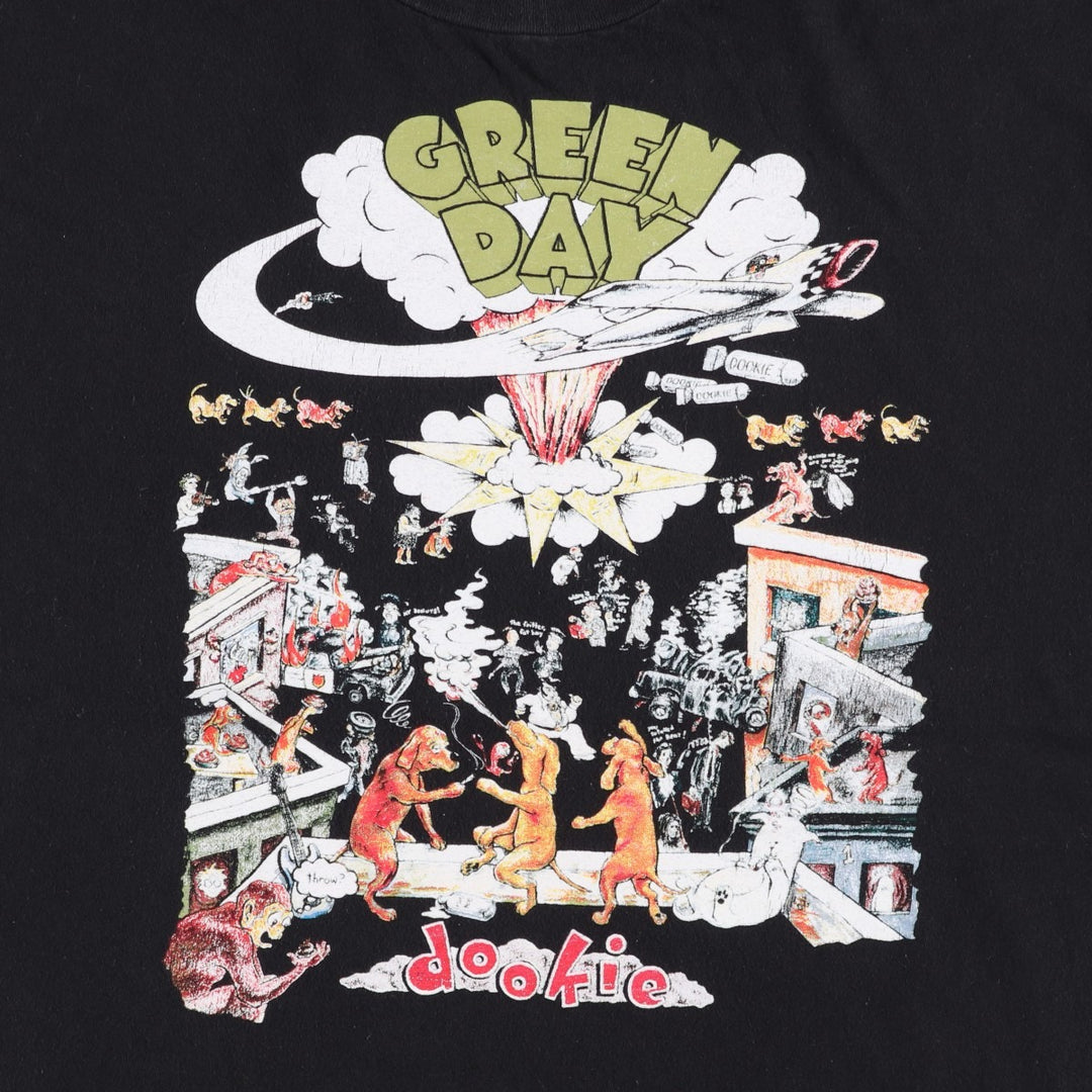 GREEN DAY Green Day Band T-shirt Band T Men's XL size cotton black type Vintage Second Hand