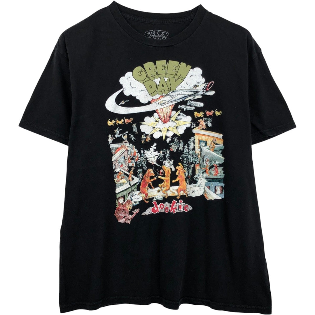 GREEN DAY Green Day Band T-shirt Band T Men's L size cotton black type Vintage Second Hand