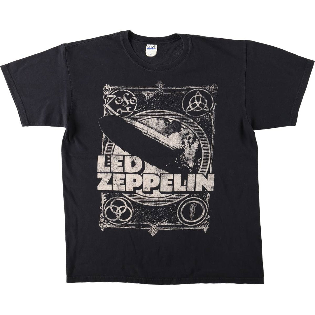 Anvil Led Zeppelin Band T-Shirt (Men's Size L) cotton black type Vintage Second Hand