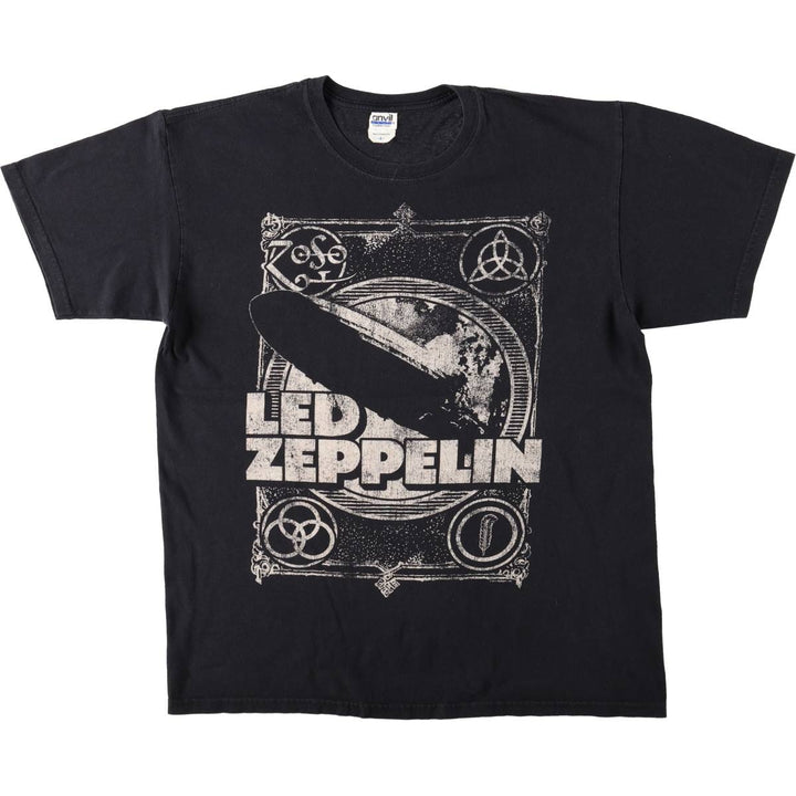 Anvil Led Zeppelin Band T-Shirt (Men's Size L) cotton black type Vintage Second Hand