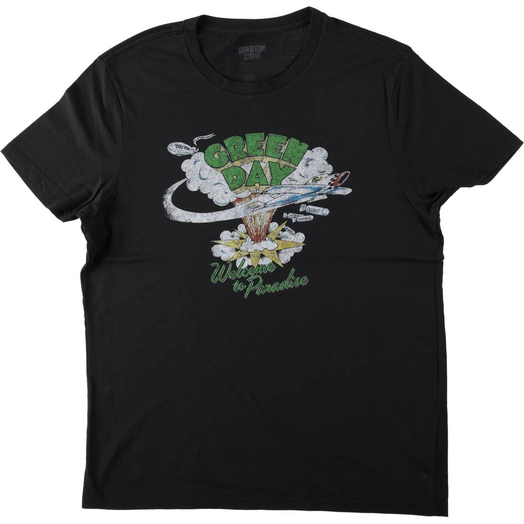 GREEN DAY Green Day Band T-shirt Band T Men's L size cotton black type Vintage Second Hand
