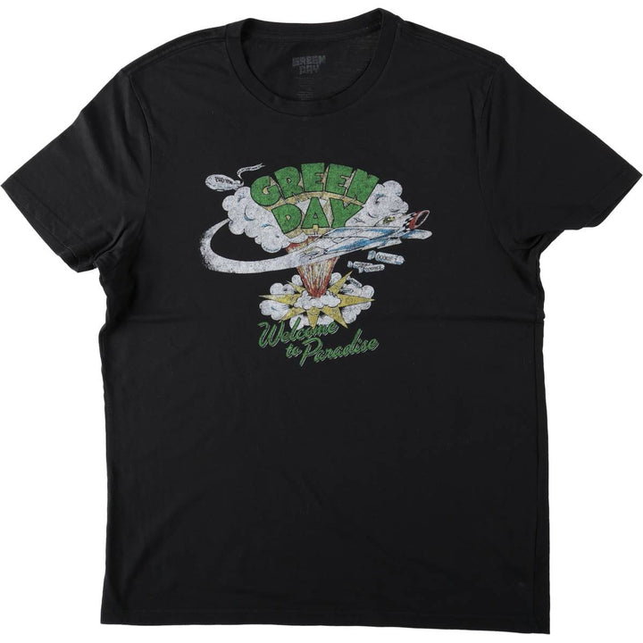 GREEN DAY Green Day Band T-shirt Band T Men's L size cotton black type Vintage Second Hand