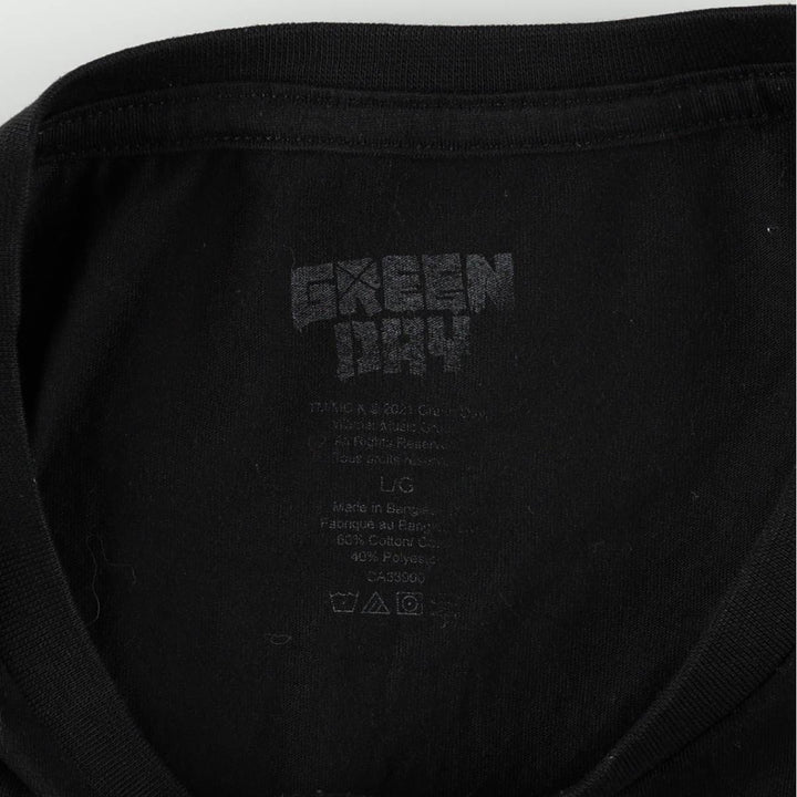 GREEN DAY Green Day Band T-shirt Band T Men's L size cotton black type Vintage Second Hand