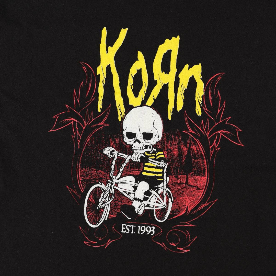 KORN Skull Pattern Band T-Shirt (Men's Size L) unclear black type Vintage Second Hand