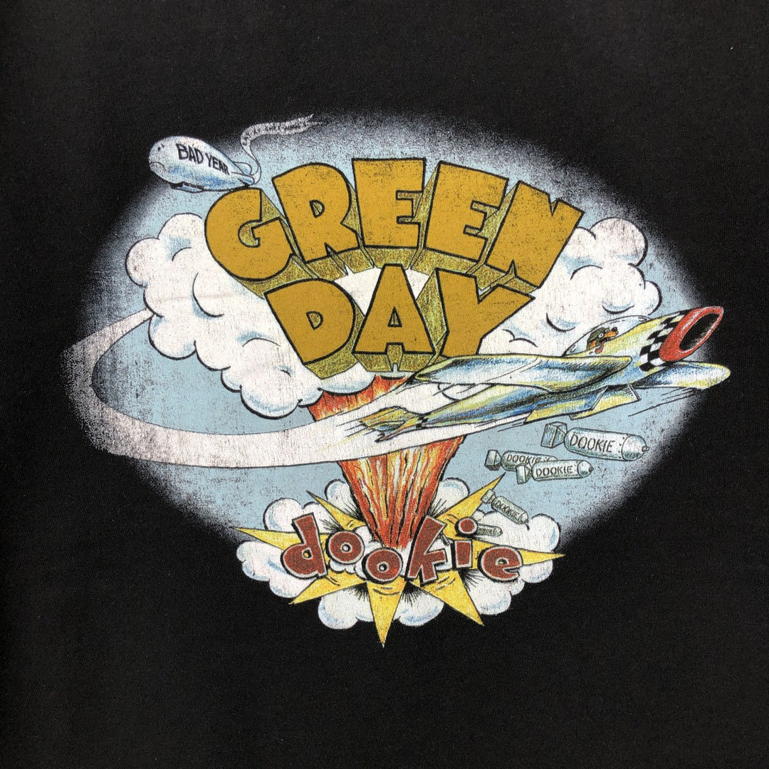 TULTEX GREEN DAY Green Day Band T-shirt Band Tee Men's M size cotton black type Vintage Second Hand