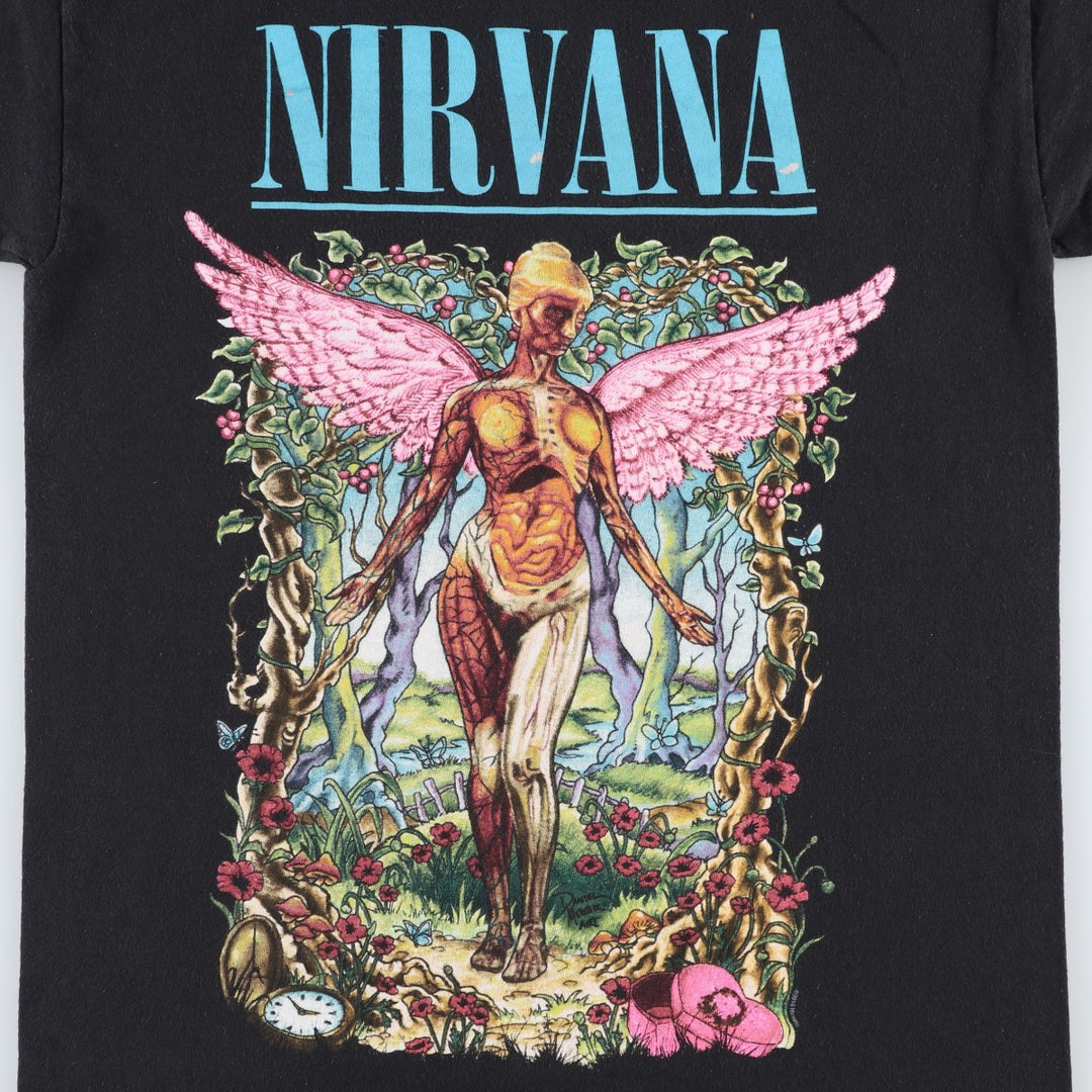 NIRVANA Nirvana Band T-shirt, Band T, Men's S size cotton black type Vintage Second Hand