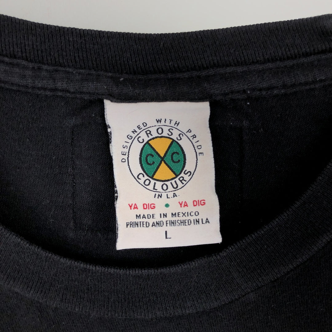 Cross Colours TLC Wrap T-Shirt (Men's Size L) cotton black type Vintage Second Hand