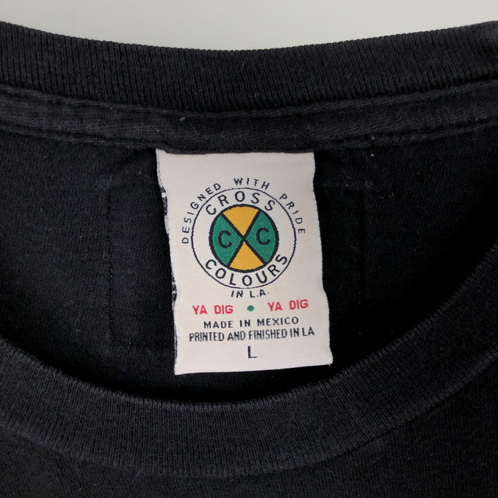 Cross Colours TLC Wrap T-Shirt (Men's Size L) cotton black type Vintage Second Hand