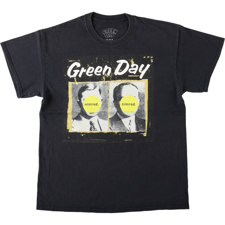 GREEN DAY Green Day Band T-shirt Band T Men's M size cotton black type Vintage Second Hand