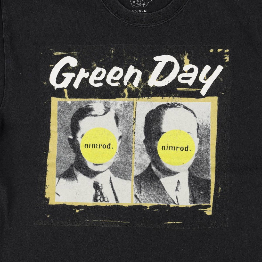 GREEN DAY Green Day Band T-shirt Band T Men's M size cotton black type Vintage Second Hand