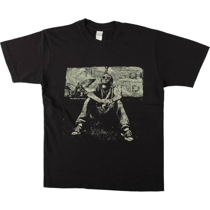 KURT COBAIN Kurt Cobain band T-shirt band T men's size S unclear black type Vintage Second Hand