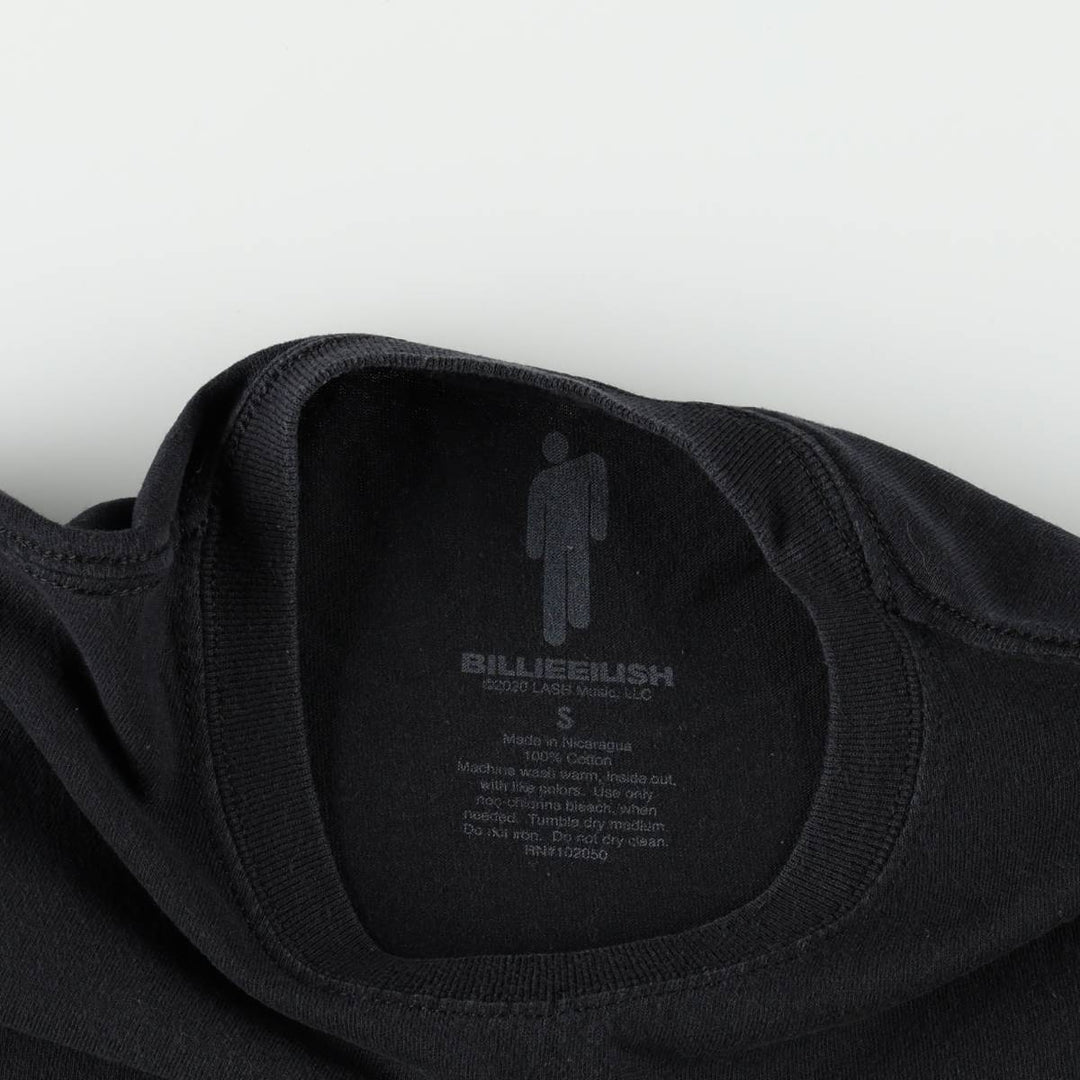 BILLIE EILISH Billie Eilish Band T-shirt Band T Men's S size cotton black type Vintage Second Hand