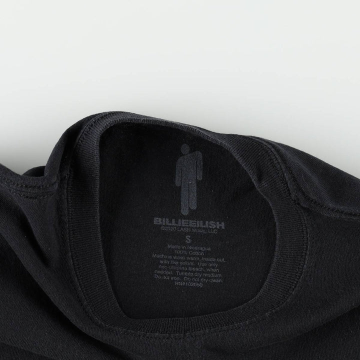 BILLIE EILISH Billie Eilish Band T-shirt Band T Men's S size cotton black type Vintage Second Hand