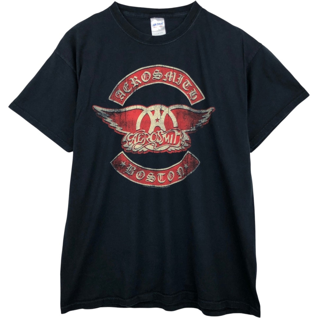 Gildan Aerosmith Band T-Shirt, Men's Size L cotton black type Vintage Second Hand