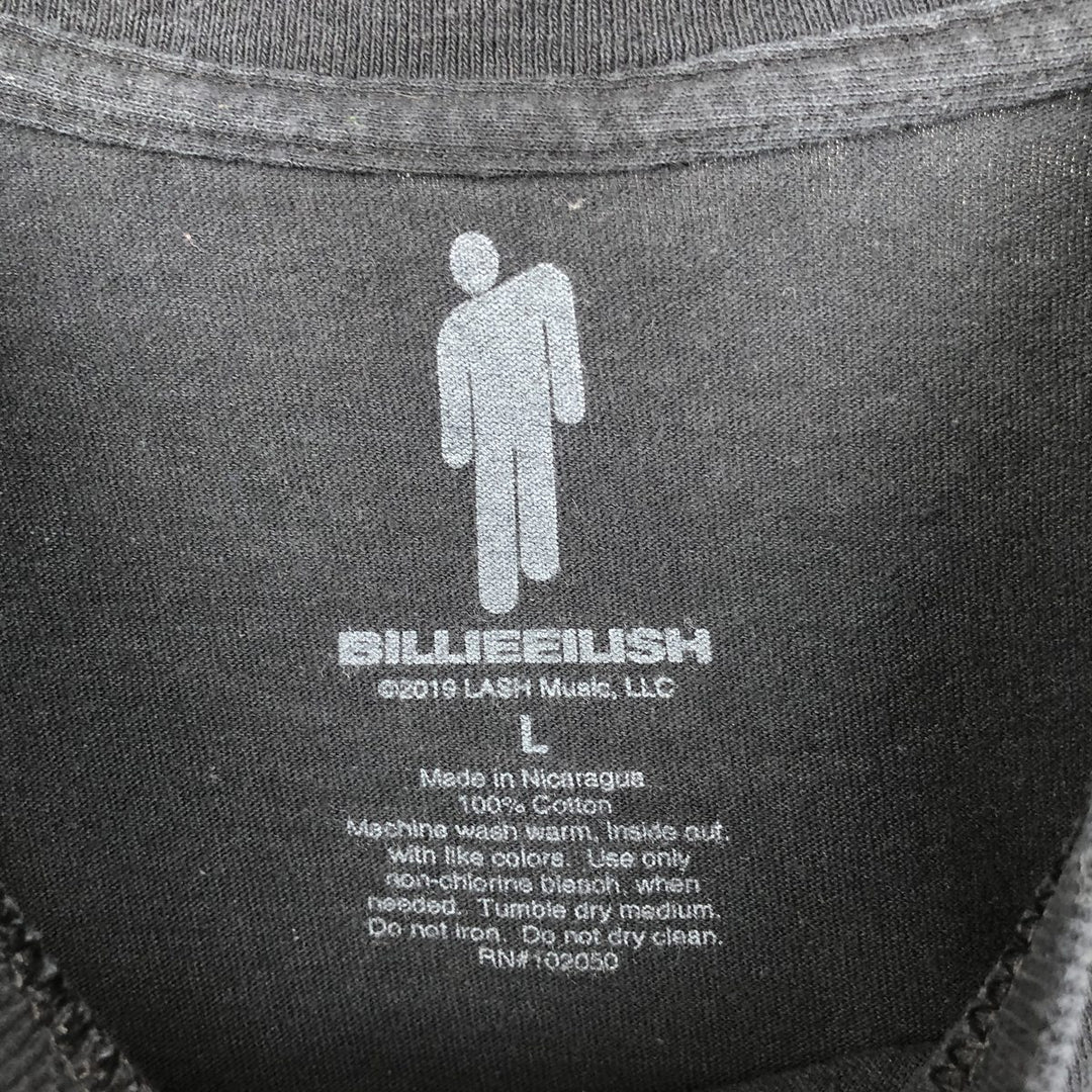 BILLIE EILISH Billie Eilish Band T-shirt Band T Men's L size cotton black type Vintage Second Hand
