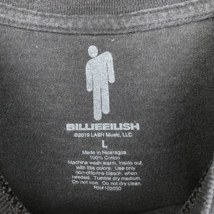 BILLIE EILISH Billie Eilish Band T-shirt Band T Men's L size cotton black type Vintage Second Hand