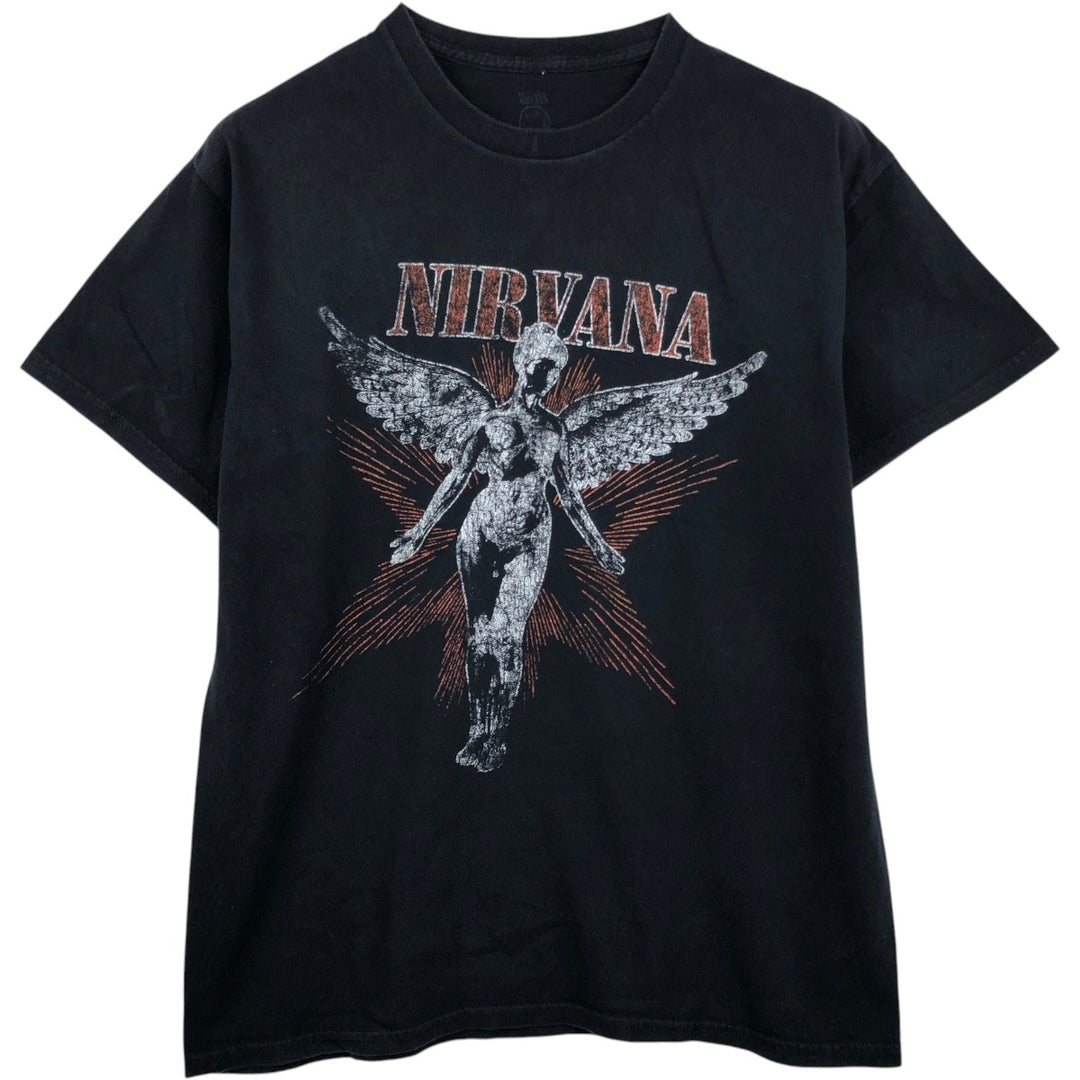 NIRVANA Nirvana Band T-shirt, Band T, Men's L size cotton black type Vintage Second Hand