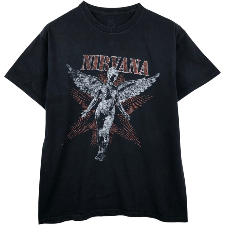 NIRVANA Nirvana Band T-shirt, Band T, Men's L size cotton black type Vintage Second Hand