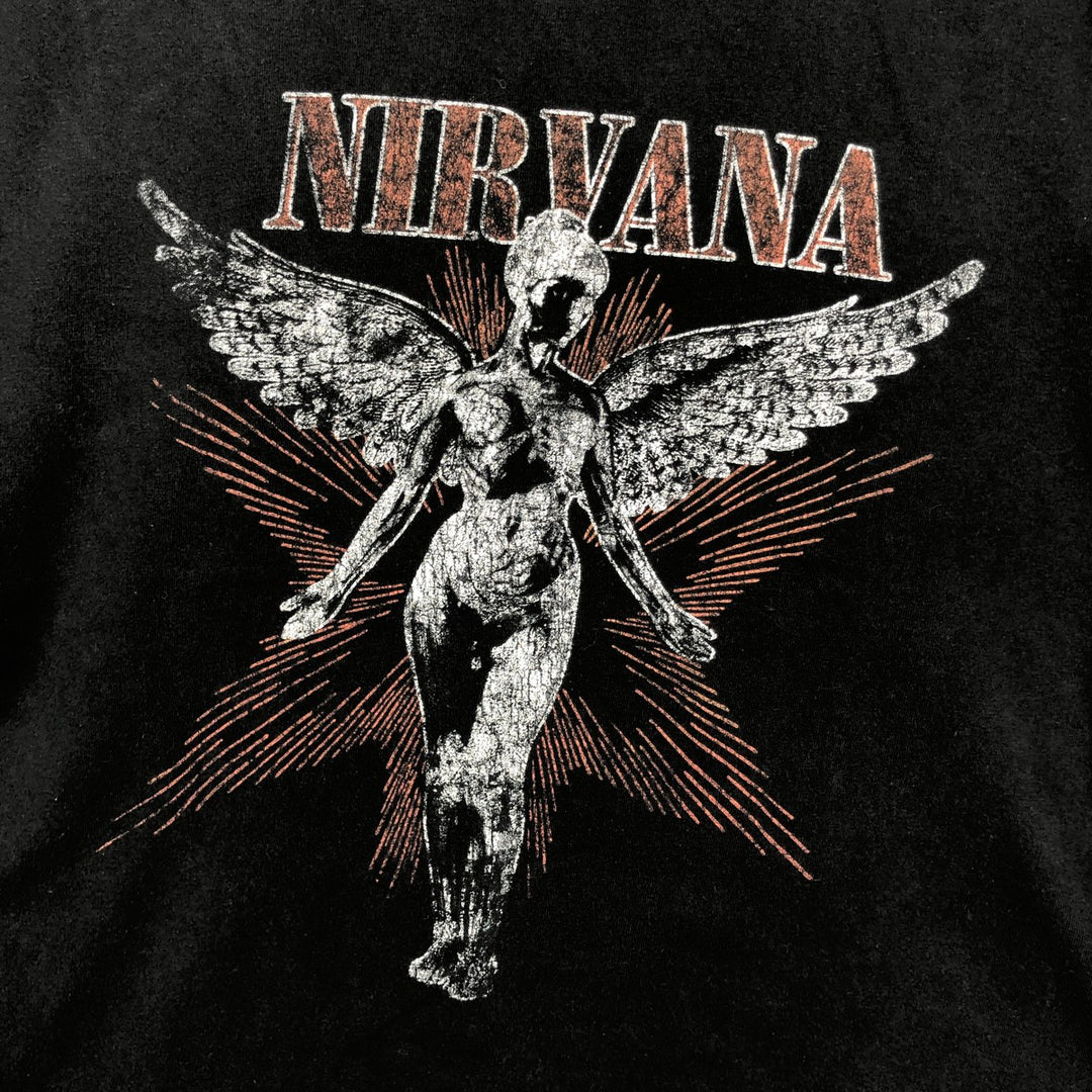 NIRVANA Nirvana Band T-shirt, Band T, Men's L size cotton black type Vintage Second Hand
