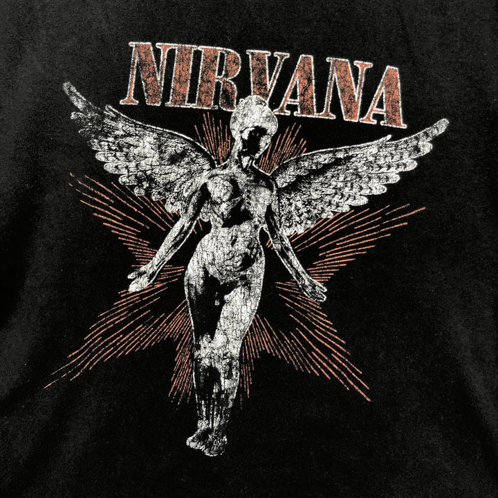NIRVANA Nirvana Band T-shirt, Band T, Men's L size cotton black type Vintage Second Hand