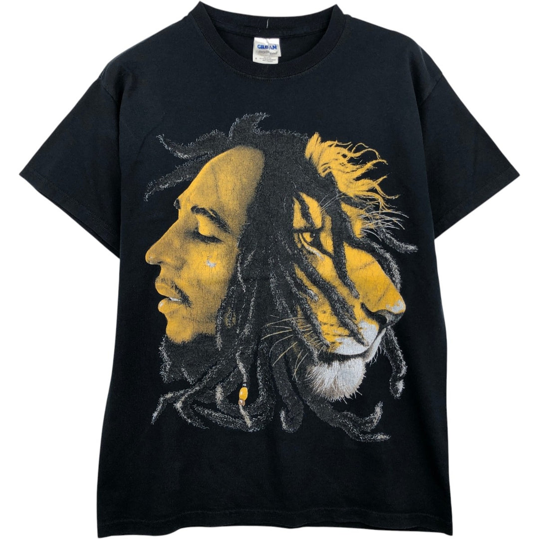 Gildan Bob Marley Band T-shirt (Men's size M) cotton black type Vintage Second Hand