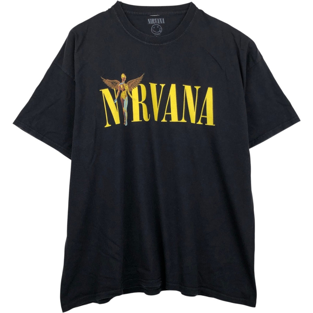 NIRVANA Nirvana Band T-shirt, Band T, Men's L size cotton black type Vintage Second Hand