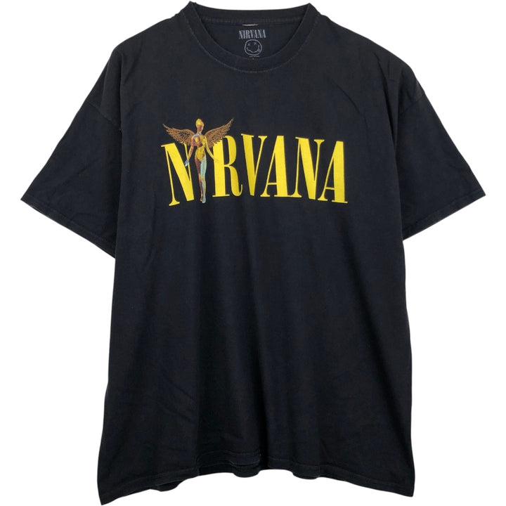 NIRVANA Nirvana Band T-shirt, Band T, Men's L size cotton black type Vintage Second Hand