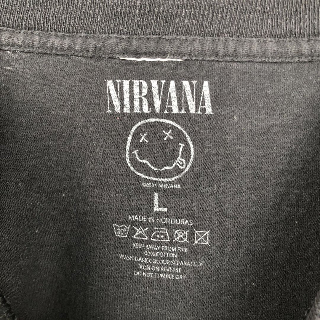 NIRVANA Nirvana Band T-shirt, Band T, Men's L size cotton black type Vintage Second Hand