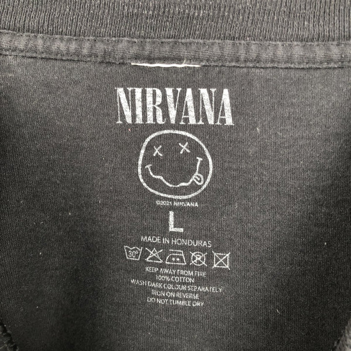 NIRVANA Nirvana Band T-shirt, Band T, Men's L size cotton black type Vintage Second Hand