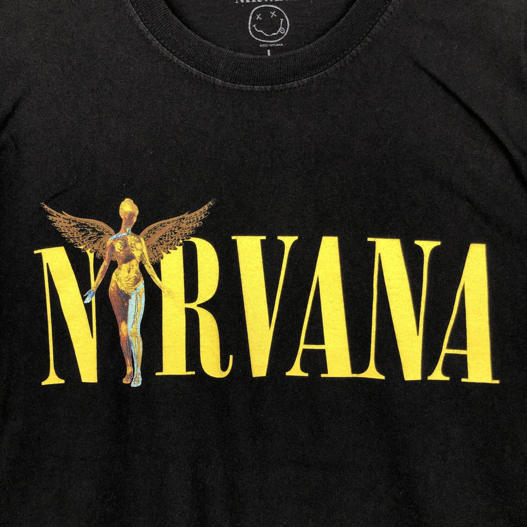 NIRVANA Nirvana Band T-shirt, Band T, Men's L size cotton black type Vintage Second Hand