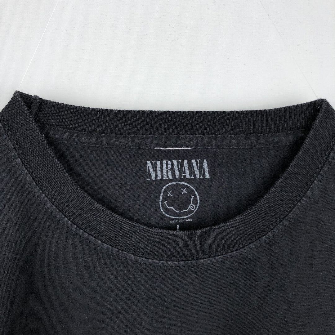 NIRVANA Nirvana Band T-shirt, Band T, Men's L size cotton black type Vintage Second Hand