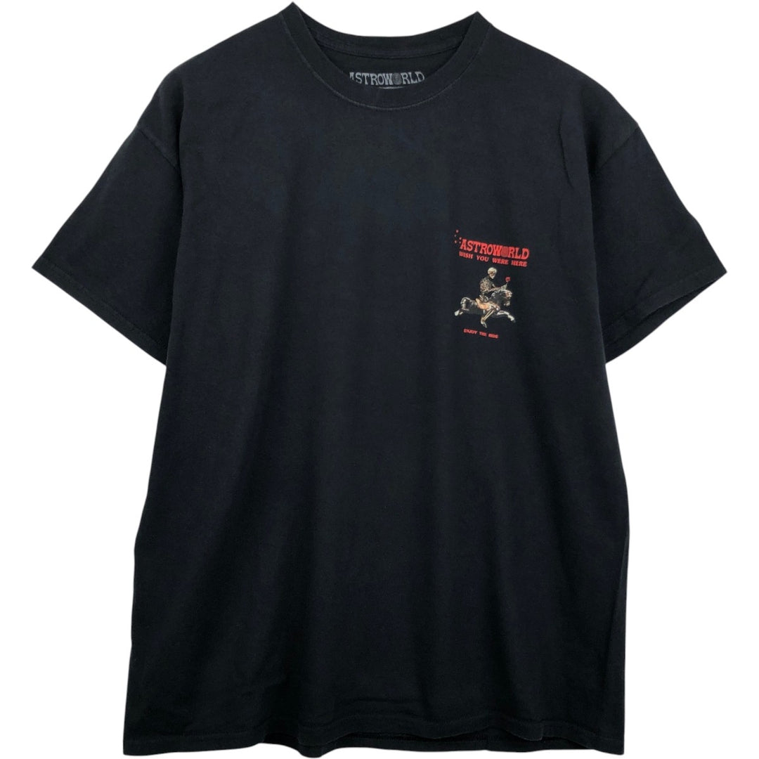 ASTRO WORLD Skull Pattern Rap T-Shirt (Men's XL equivalent) cotton black type Vintage Second Hand