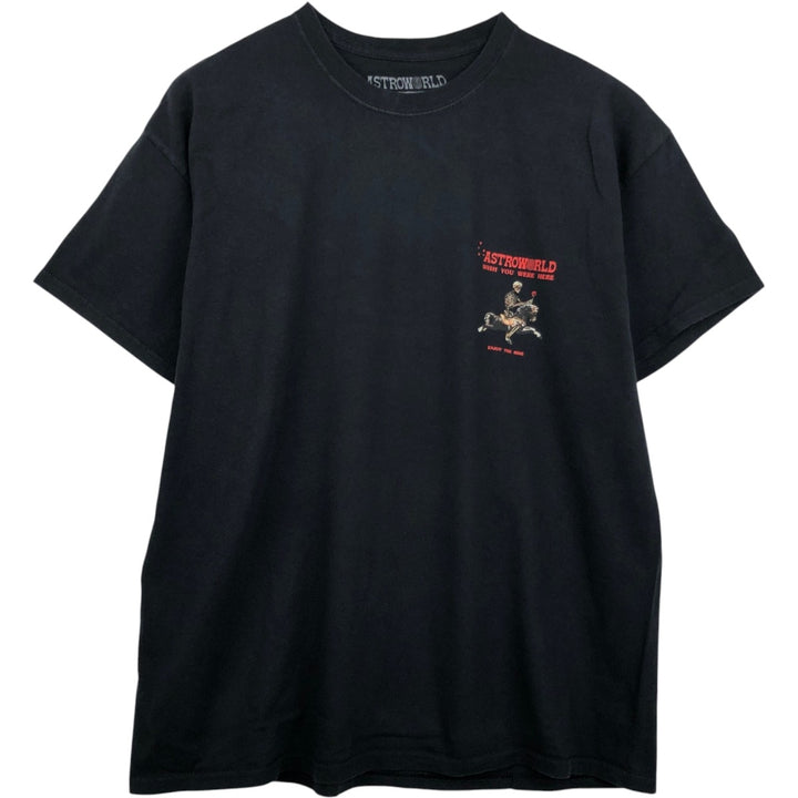 ASTRO WORLD Skull Pattern Rap T-Shirt (Men's XL equivalent) cotton black type Vintage Second Hand
