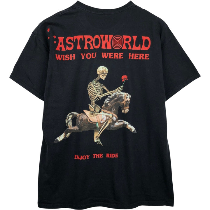 ASTRO WORLD Skull Pattern Rap T-Shirt (Men's XL equivalent) cotton black type Vintage Second Hand