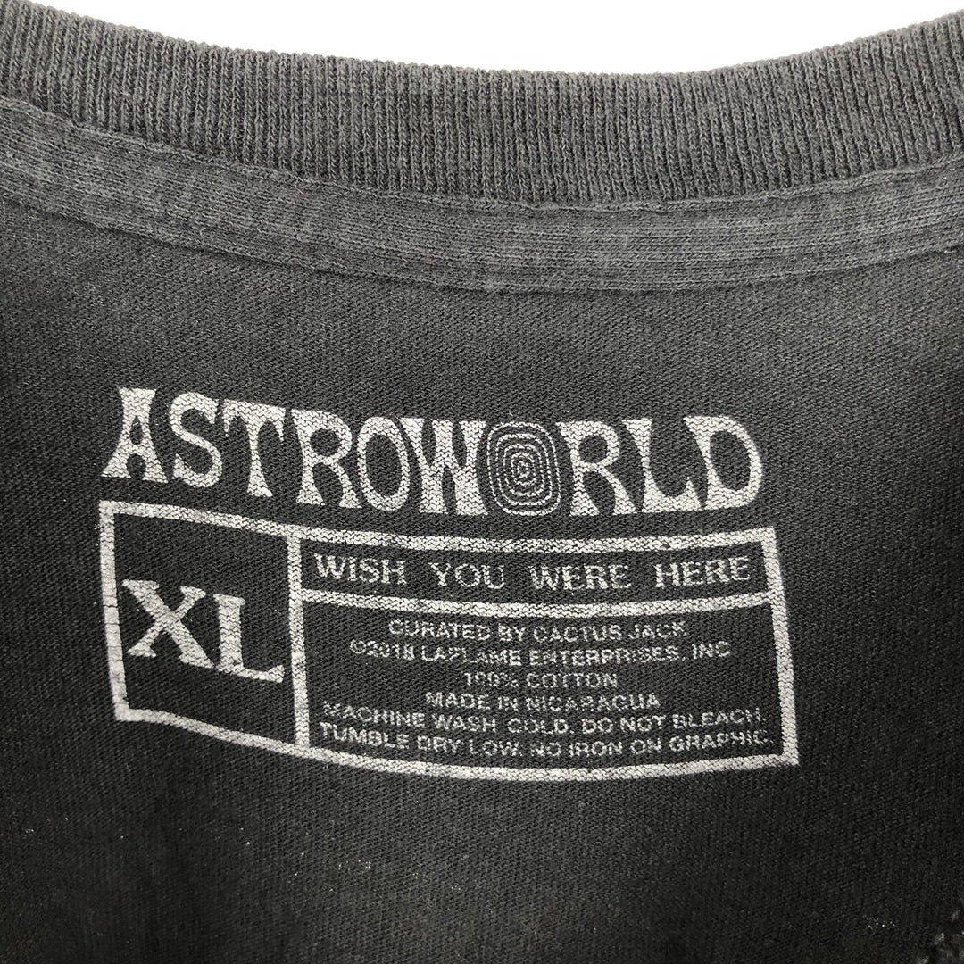 ASTRO WORLD Skull Pattern Rap T-Shirt (Men's XL equivalent) cotton black type Vintage Second Hand