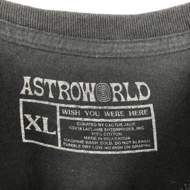 ASTRO WORLD Skull Pattern Rap T-Shirt (Men's XL equivalent) cotton black type Vintage Second Hand