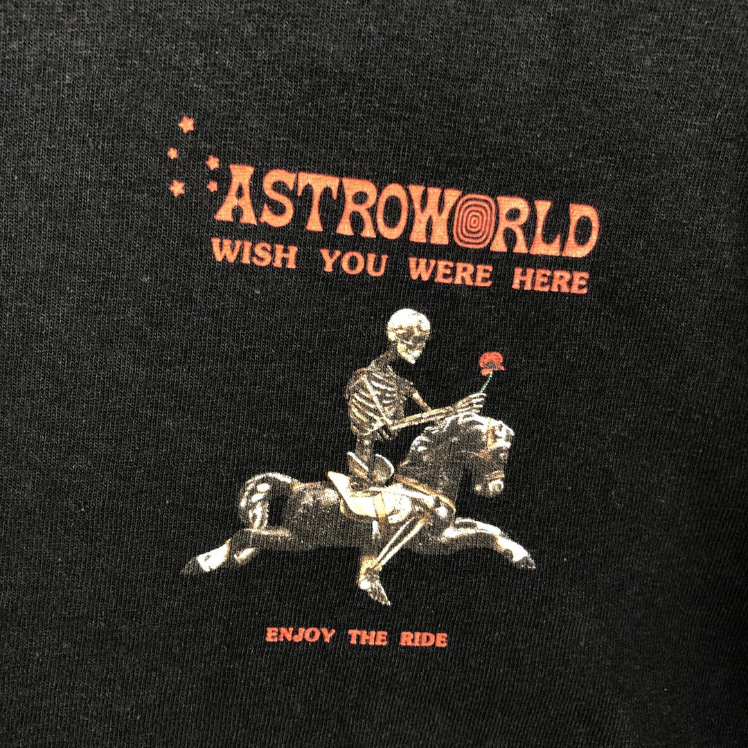 ASTRO WORLD Skull Pattern Rap T-Shirt (Men's XL equivalent) cotton black type Vintage Second Hand