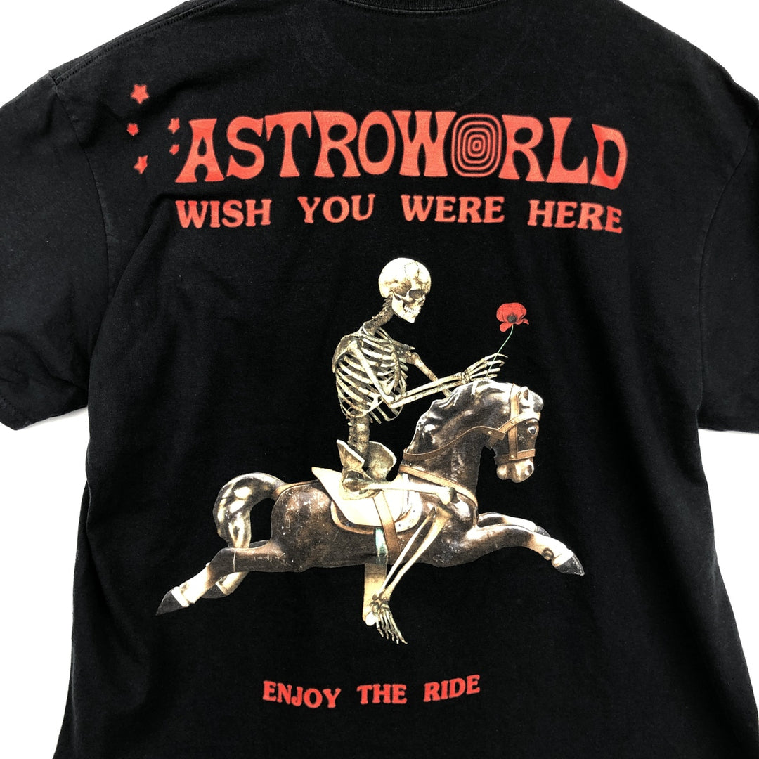 ASTRO WORLD Skull Pattern Rap T-Shirt (Men's XL equivalent) cotton black type Vintage Second Hand