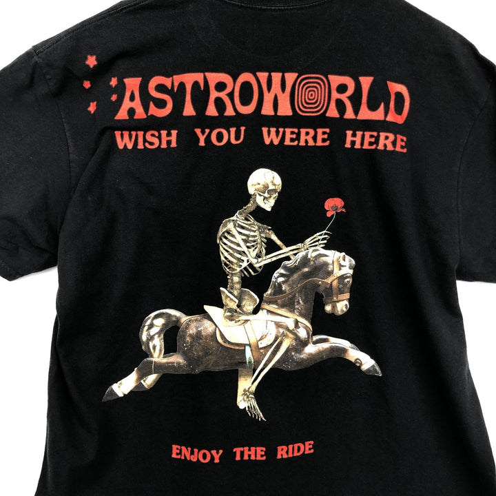 ASTRO WORLD Skull Pattern Rap T-Shirt (Men's XL equivalent) cotton black type Vintage Second Hand