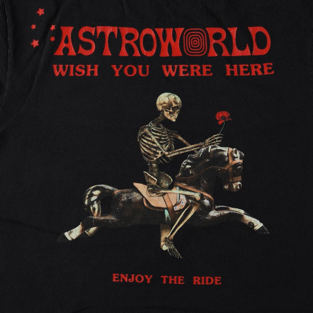 Travis Scott ASTROWORLD Long-Sleeve Wrap T-Shirt (Men's Size M) cotton black type Vintage Second Hand